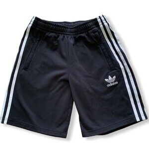 Adidas Superstar Elastic Drawstring Shorts 11-12Y Black White Zipper Pockets